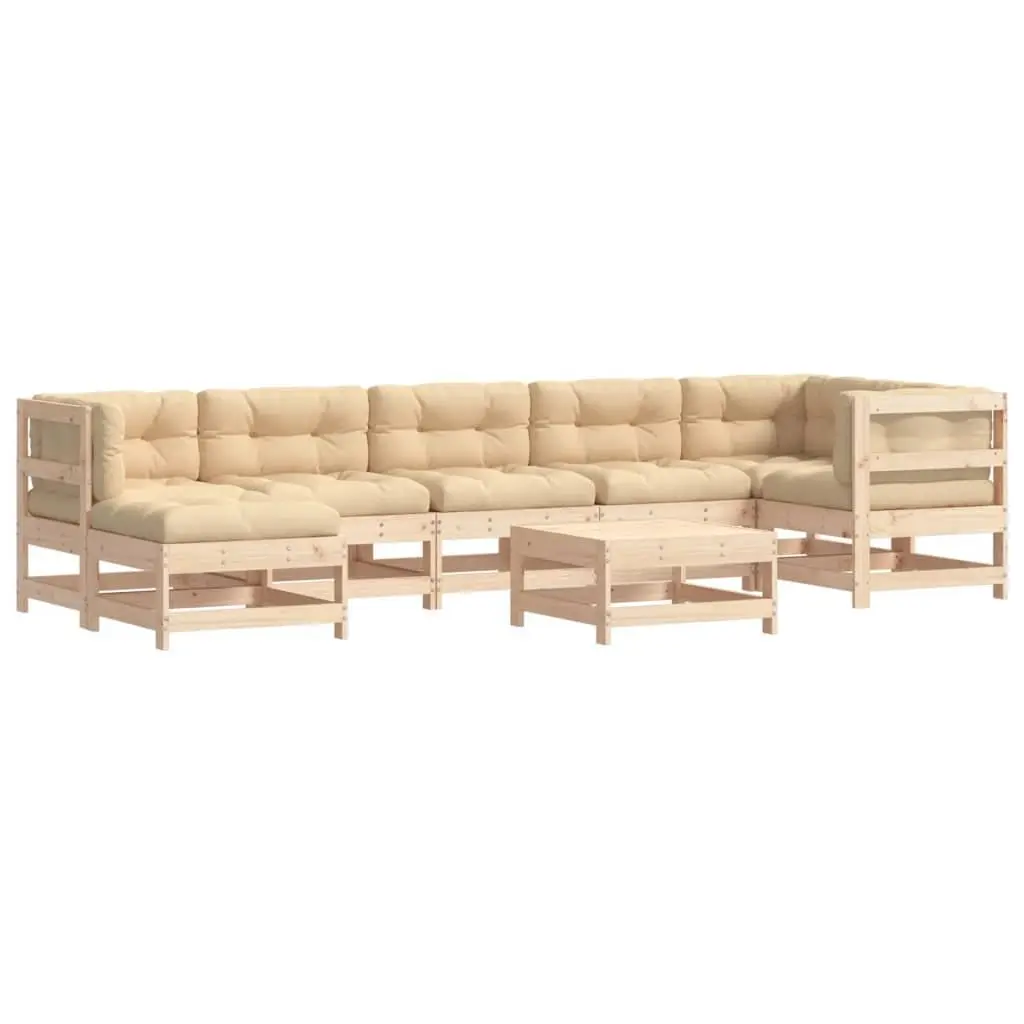 8 Piece Outdoor Lounge Set with Cushions in Solid Wood