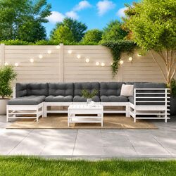 8 Piece Wooden Outdoor Garden Lounge Set with Cushions