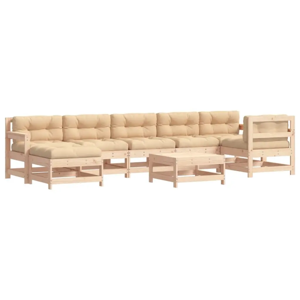 8-Piece Brown Solid Wood Garden Lounge Set with Cushions