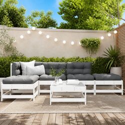 Premium 6-Piece Garden Lounge Set - White Wood with Cushions
