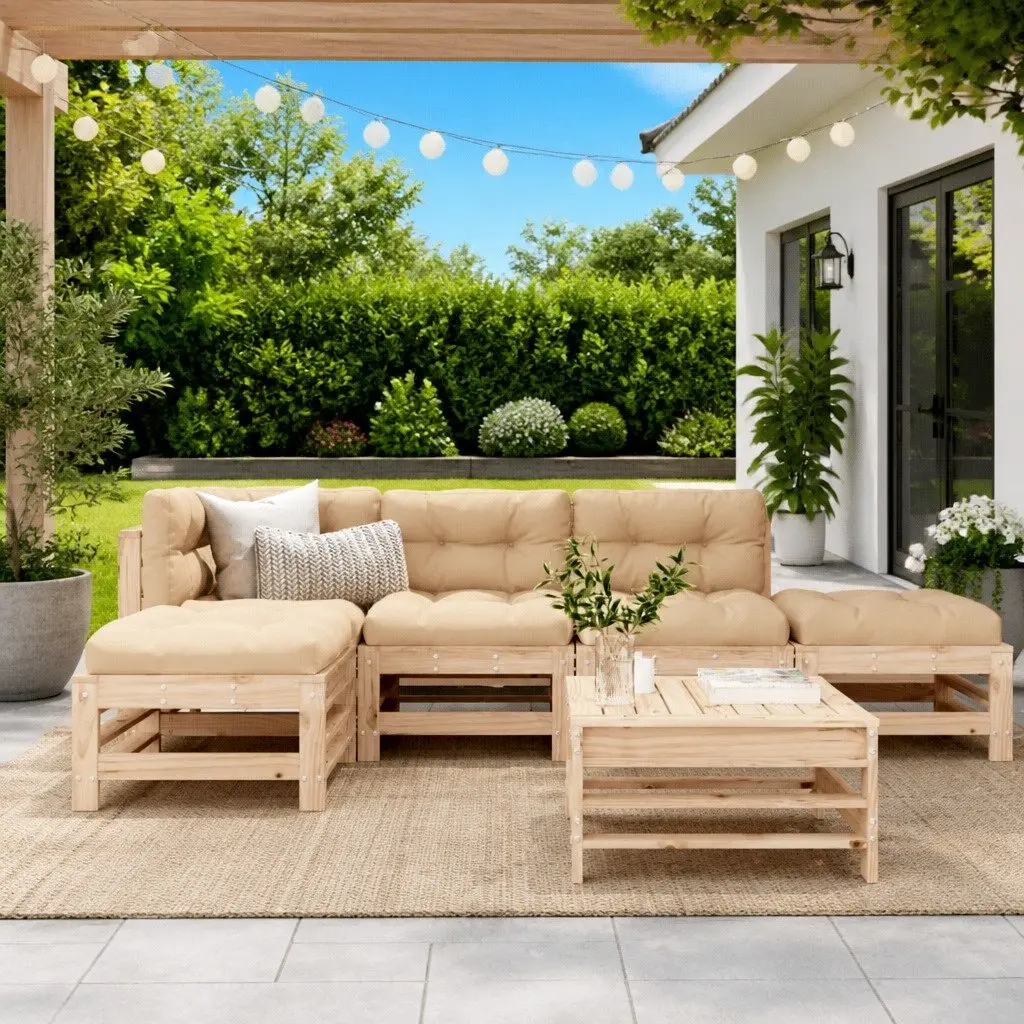 6 Piece Garden Lounge Set with Soft Cushions