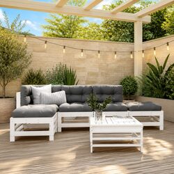 Durable 6 Piece Garden Lounge Set with Cushions in White