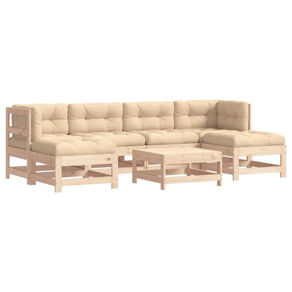 Garden Lounge Set 7 Piece Outdoor Furniture Patio Sofa Cushions Wood Sectional