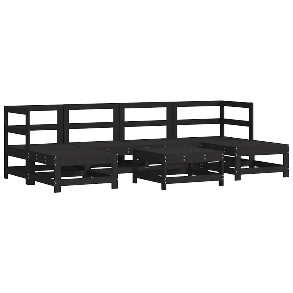 Garden Lounge Set 7 Piece Outdoor Furniture with Cushions Black Wood Patio