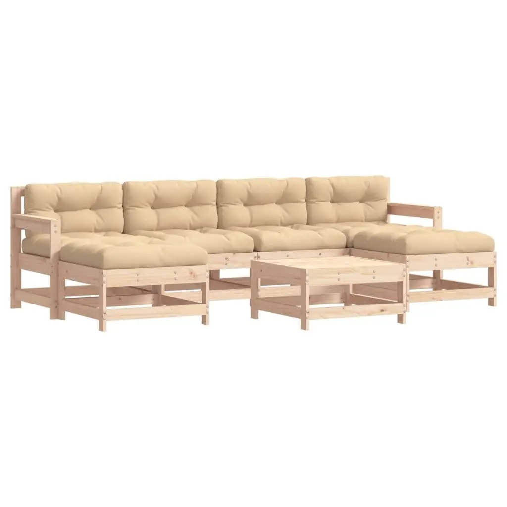 Garden Lounge Set Solid Pine Wood 7 Piece Outdoor Furniture Patio Sofa Brown