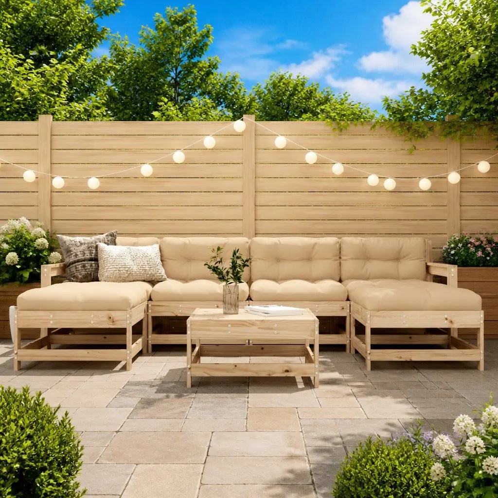 7 Piece Solid Wood Garden Lounge Set with Cushions