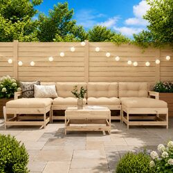 7 Piece Solid Wood Garden Lounge Set with Cushions