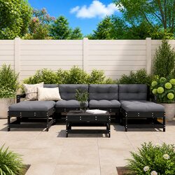 Premium 7 Piece Outdoor Lounge Set with Black Cushions