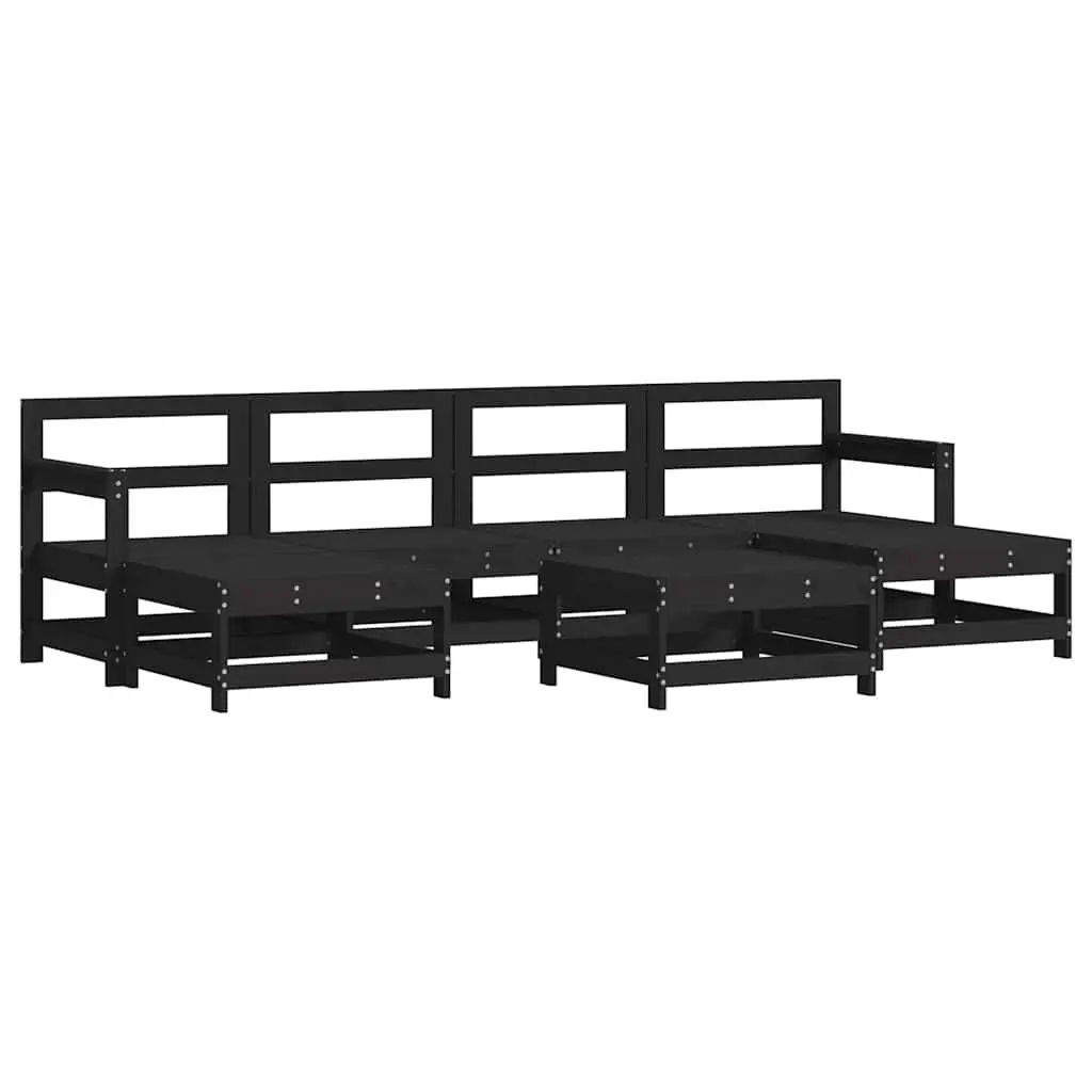 7 Piece Outdoor Lounge Set with Black Cushions