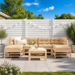7 Piece Outdoor Solid Wood Garden Lounge Set with Cushions