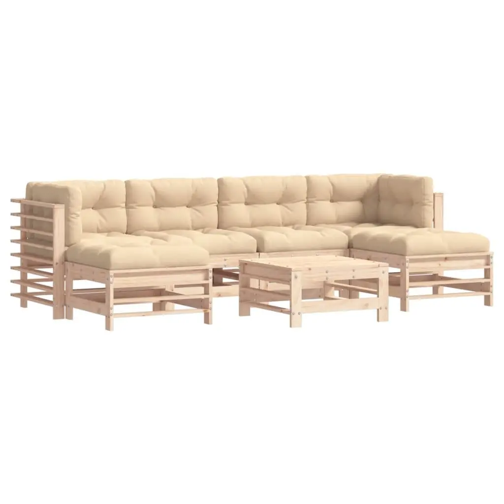 7 Piece Outdoor Solid Wood Garden Lounge Set with Cushions