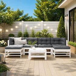 7-Piece Wooden Garden Lounge Set with Cushions