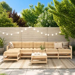 7-Piece Wooden Garden Lounge Set with Cushions