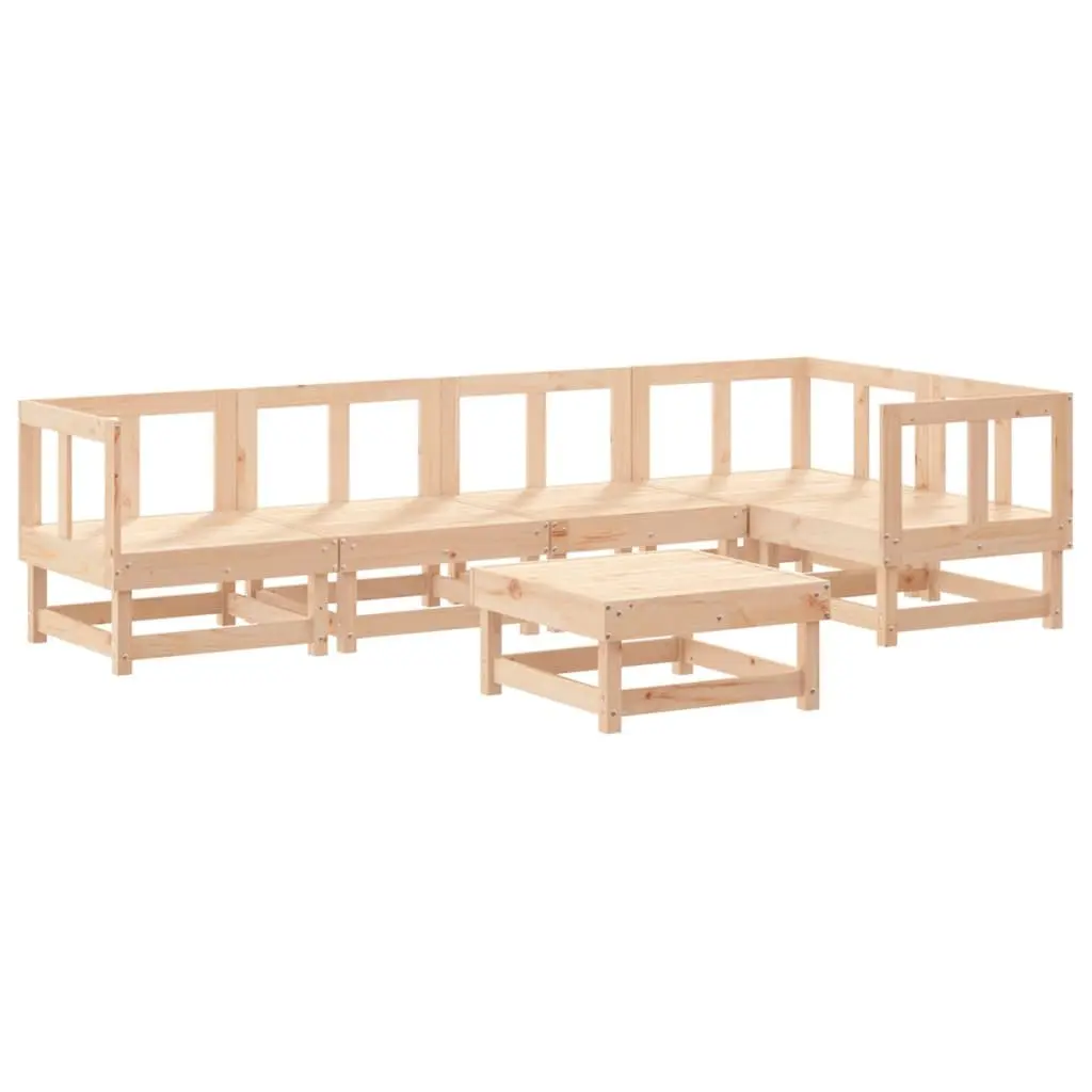 Garden Lounge Set Solid Pine Wood 6 Piece Outdoor Furniture Patio Sofa Brown with Cushions