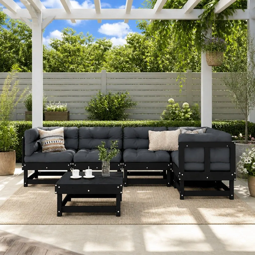 Solid Wood 6 Piece Garden Lounge Set with Cushions