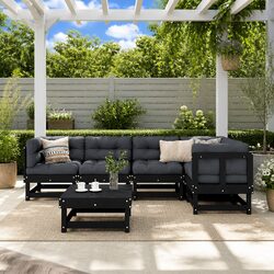 Solid Wood 6 Piece Garden Lounge Set with Cushions