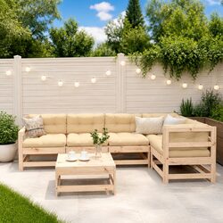 6-Piece Wooden Garden Lounge Set with Cushions