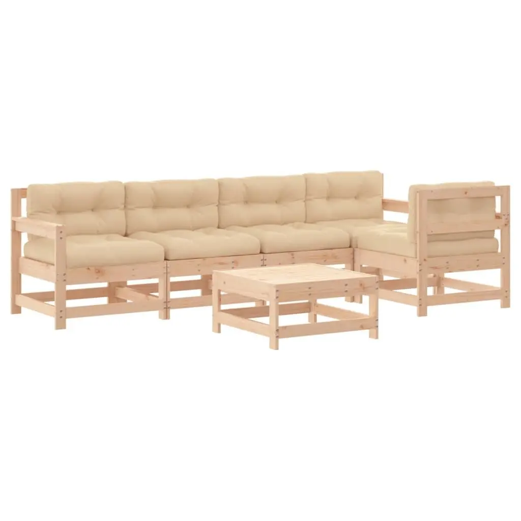 6-Piece Wooden Garden Lounge Set with Cushions