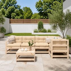 Sturdy 6 Piece Outdoor Garden Lounge Set with Cushions