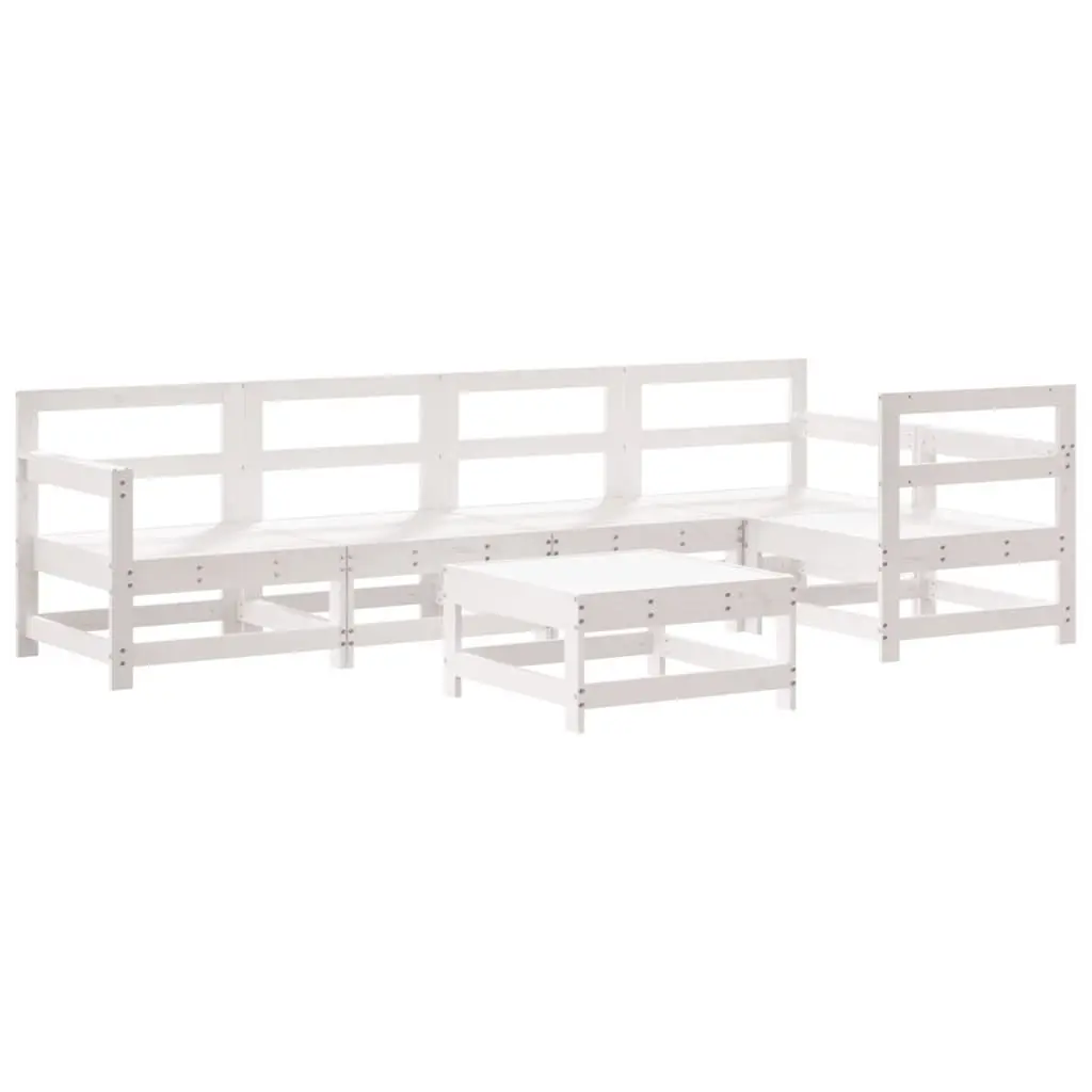 6-Piece White Garden Lounge Set with Cushions