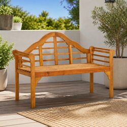 Solid Wood Acacia Garden Bench 125cm with Backrest
