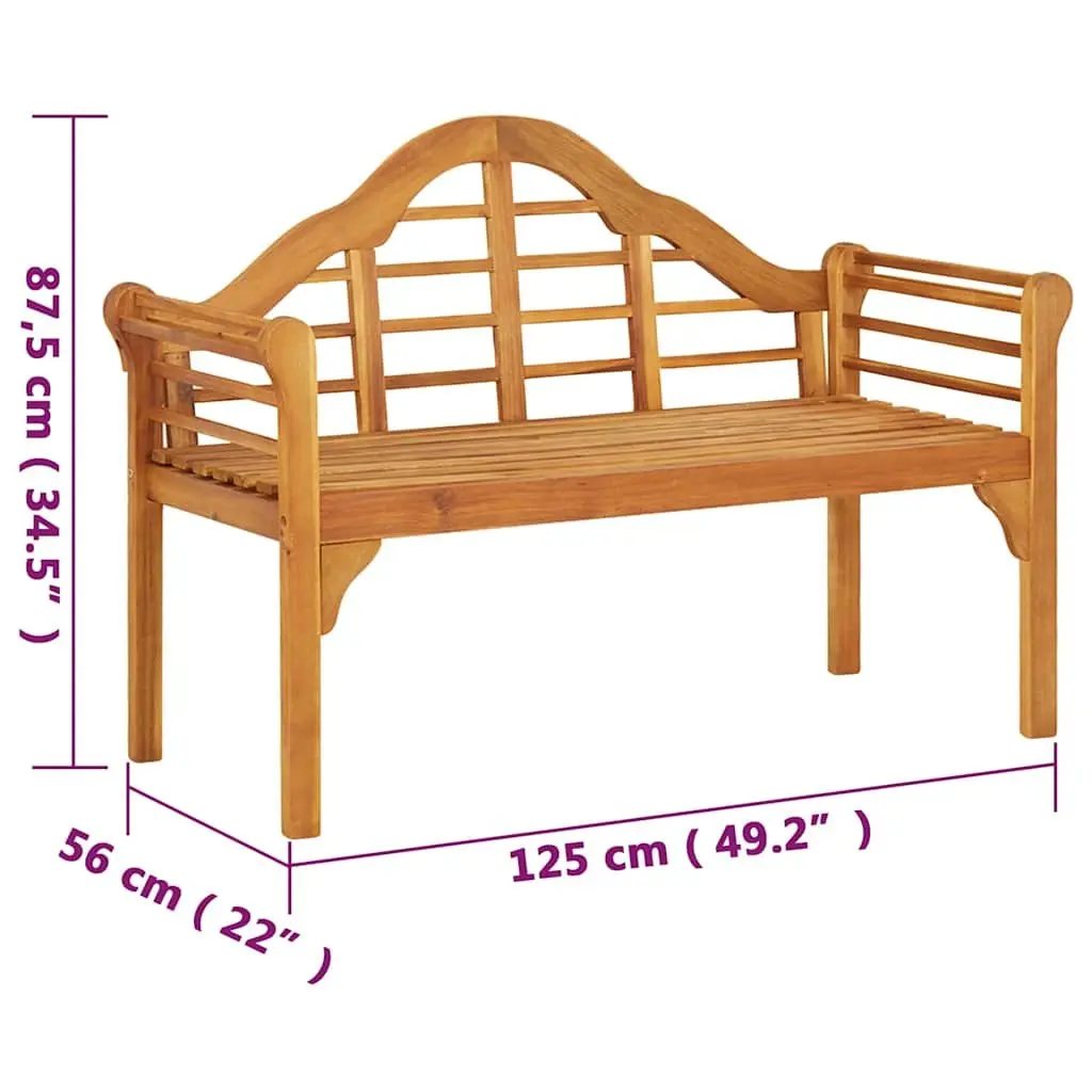 Solid Wood Acacia Garden Bench 125cm with Backrest
