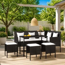 Durable 5 Piece L-Shaped Outdoor Sofa Set with Cushions