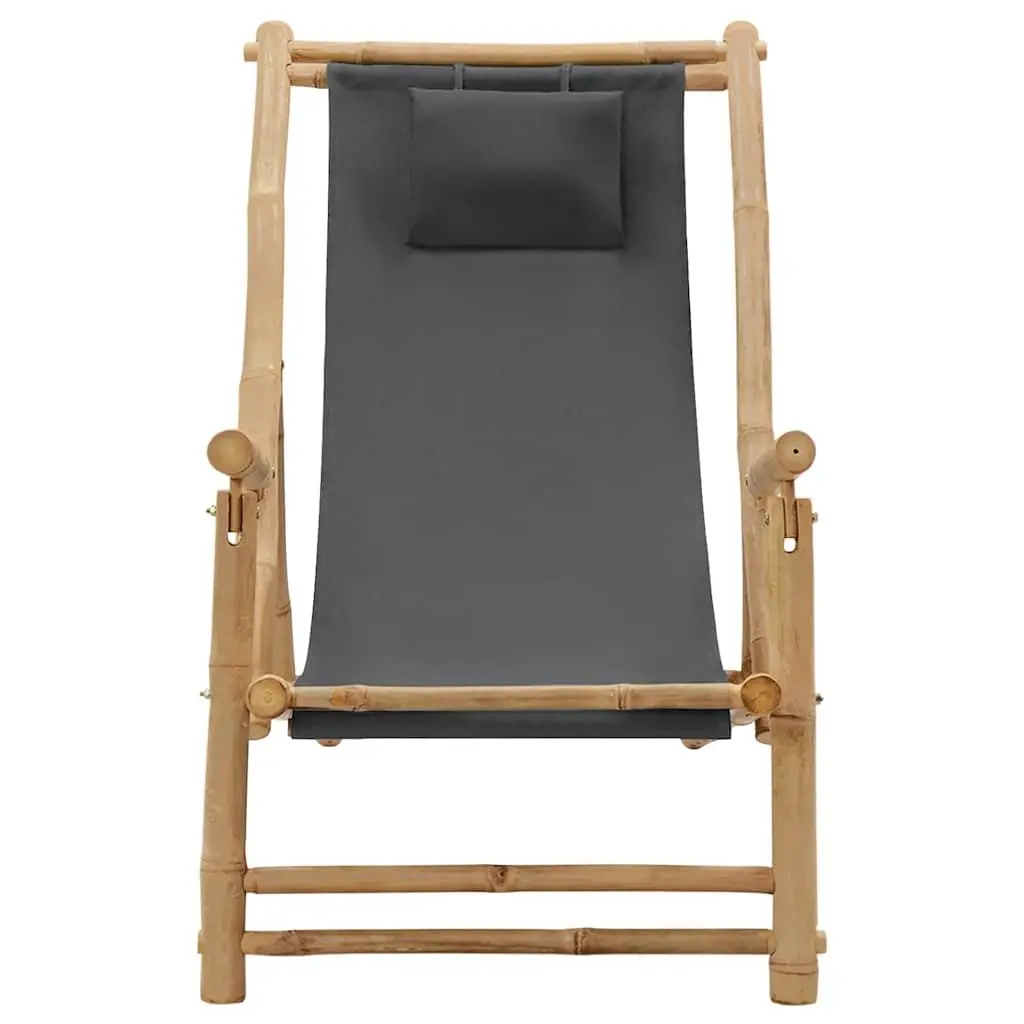 Bamboo Frame Deck Chair with Adjustable Backrest for Outdoors