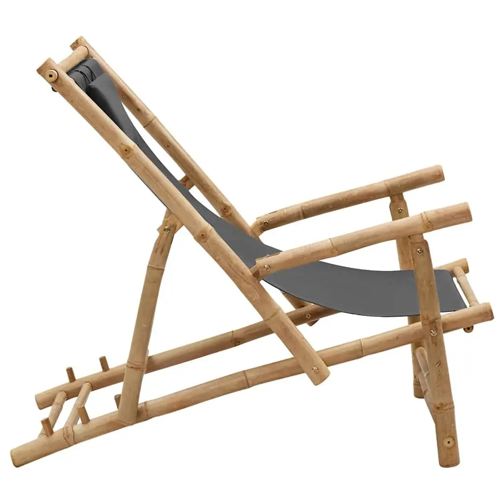 Bamboo Frame Deck Chair with Adjustable Backrest for Outdoors