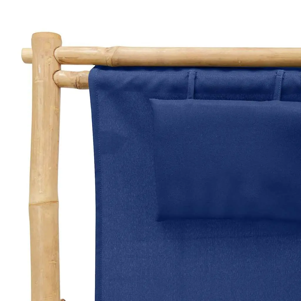 Bamboo Frame Adjustable Outdoor Deck Chair with Canvas Seat