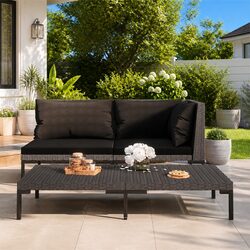 Half Round Rattan Garden Coffee Table for Outdoor Spaces
