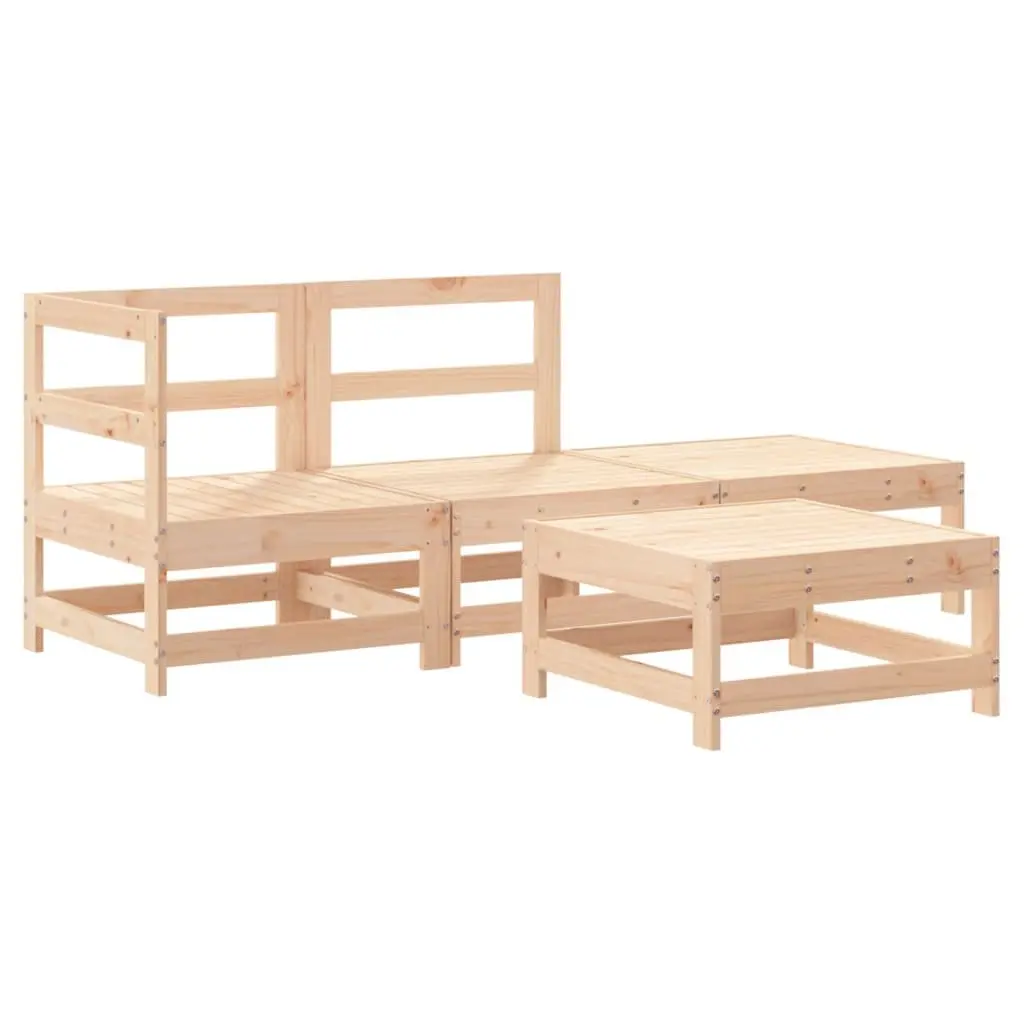Garden Lounge Set Solid Pine Wood 4 Piece Outdoor Furniture Brown with Cushions