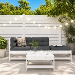 4-Piece Outdoor Lounge Set in White Solid Wood