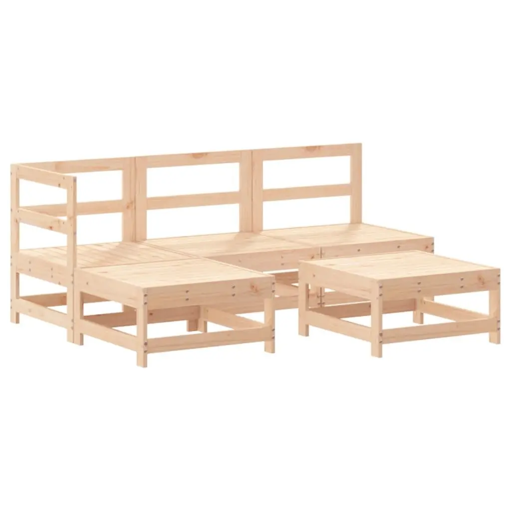 5 Piece Outdoor Lounge Set with Solid Wood & Cushions