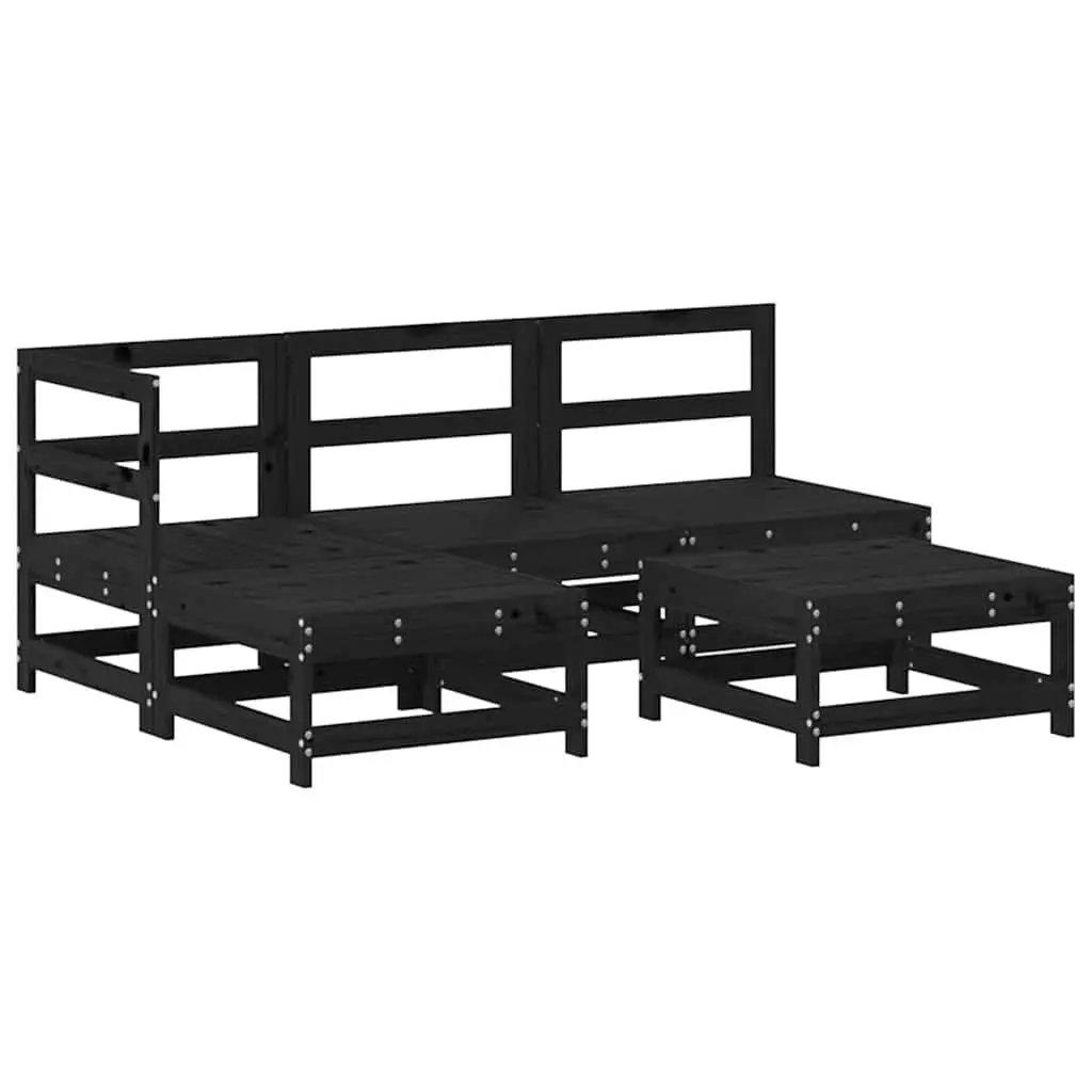 5 Piece Outdoor Lounge Set with Cushions in Black