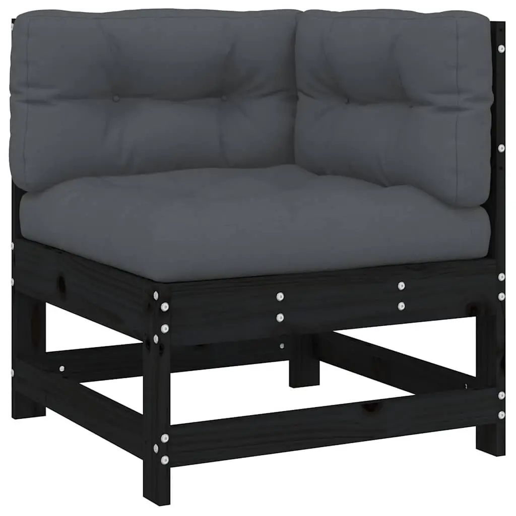 5 Piece Outdoor Lounge Set with Cushions in Black