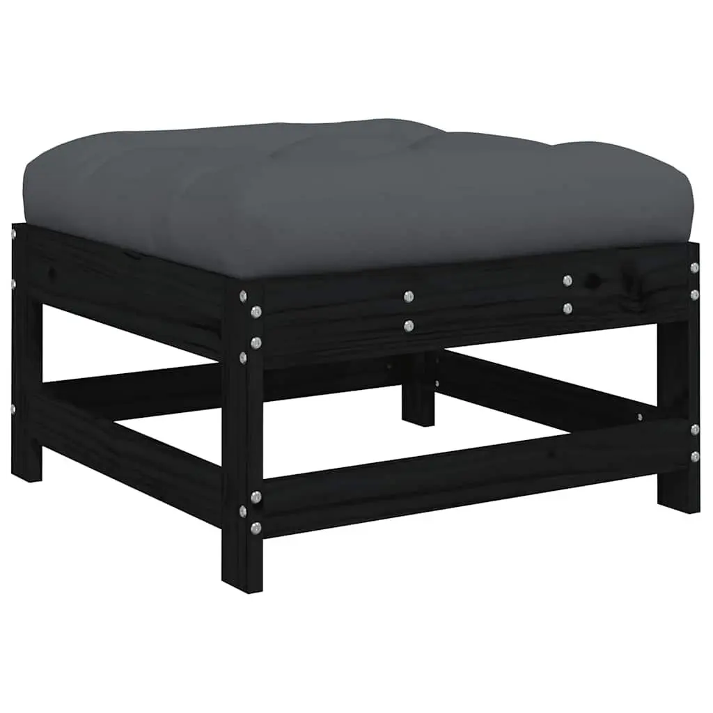 5 Piece Outdoor Lounge Set with Cushions in Black