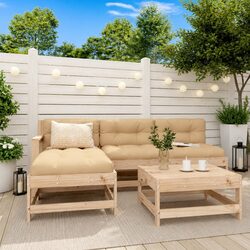 Garden Lounge Set with Cushions - Durable Wooden Construction