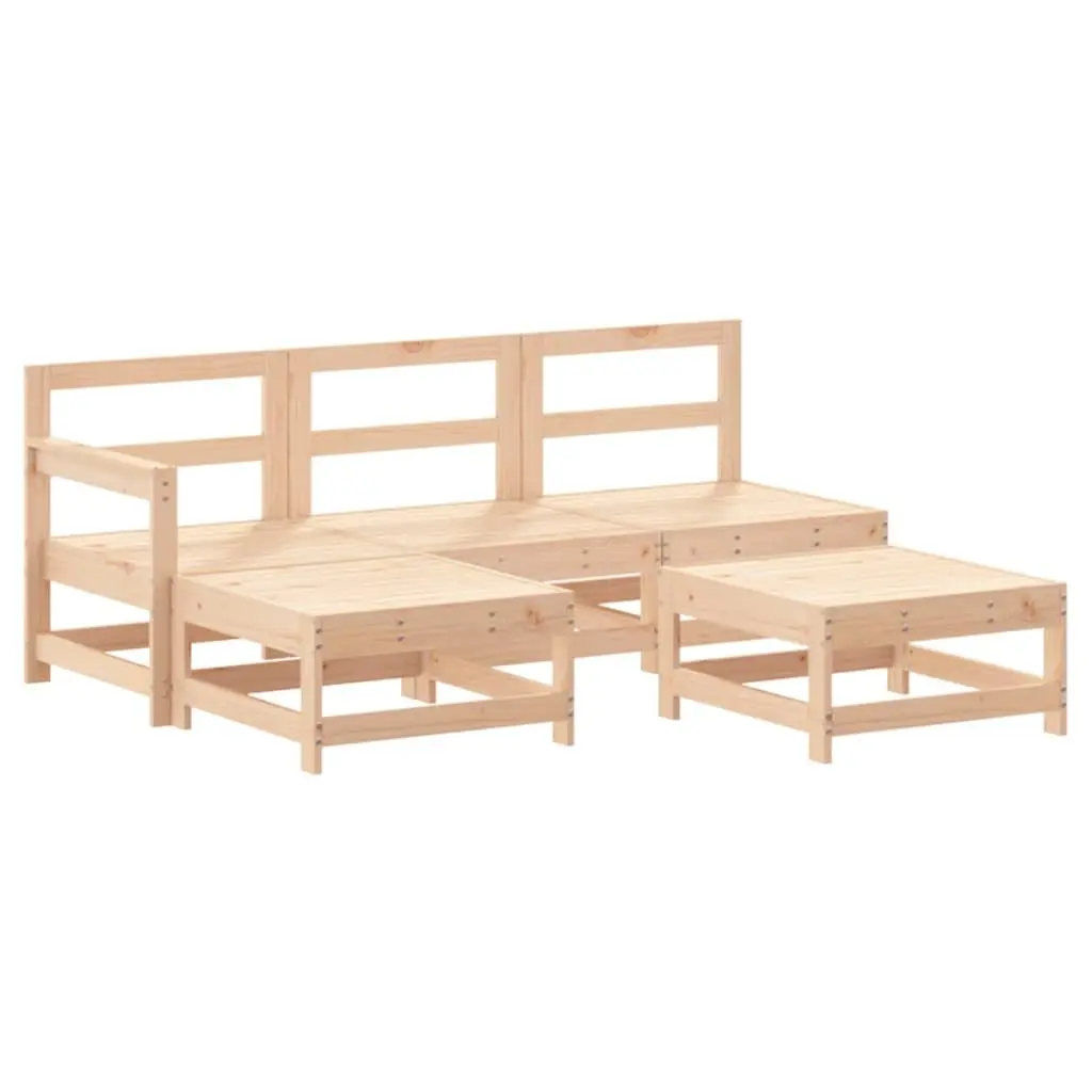 5 Piece Garden Lounge Set Solid Wood Brown