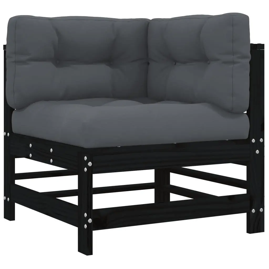 5-Piece Black Outdoor Garden Lounge Set with Cushions