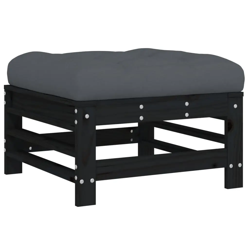 5-Piece Black Outdoor Garden Lounge Set with Cushions