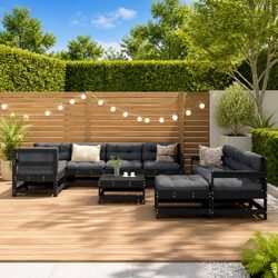 Premium 10-Piece Black Modular Garden Lounge Set