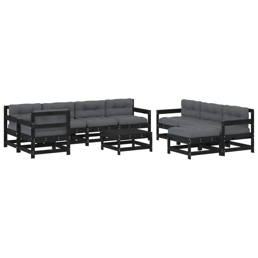 10-Piece Black Modular Garden Lounge Set