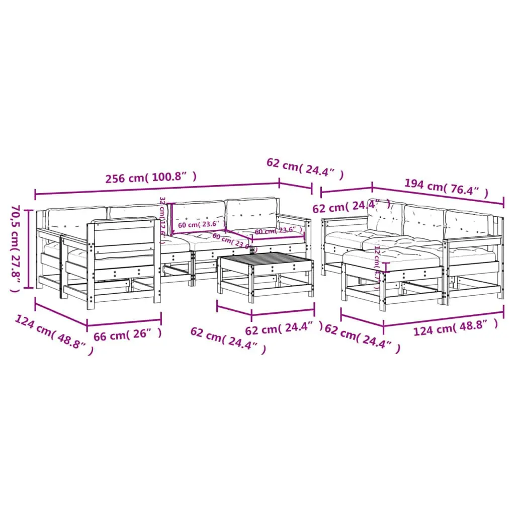 10-Piece Black Modular Garden Lounge Set