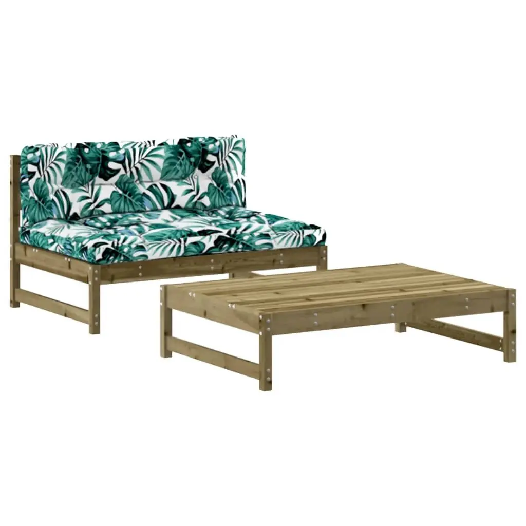 Garden Lounge Set Impregnated Pine Wood 2 Piece Brown