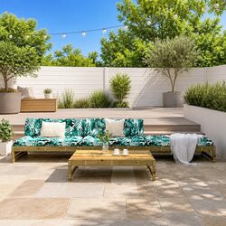 4-Piece Garden Lounge Set with Cushions in Pine Wood
