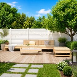 5 Piece Wooden Patio Sofa Set with Cushions