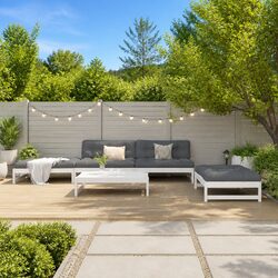 5-Piece White Wood Outdoor Lounge Set with Cushions