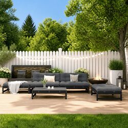 Premium Black Wooden Garden Lounge Set with Cushions