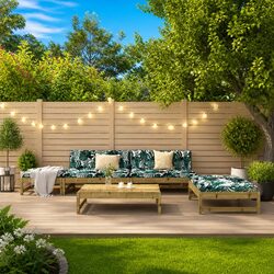 5-Piece Wooden Garden Lounge Set with Cushions in Brown